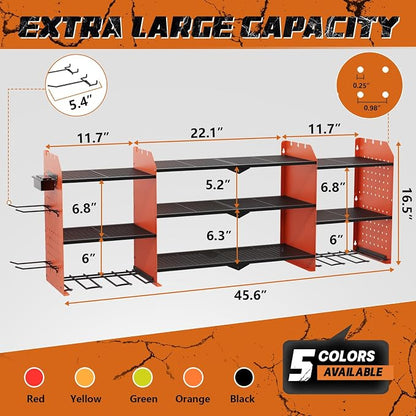 Power Tool Organizer Wall Mount, Expanded Width Garage Storage 3 Layer Heavy - Image 2