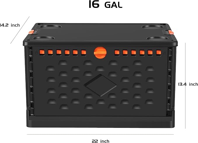 Collapsible Storage Bin with Lid Heavy Duty 16 Gallon Stackable Milk Crate | - Image 6