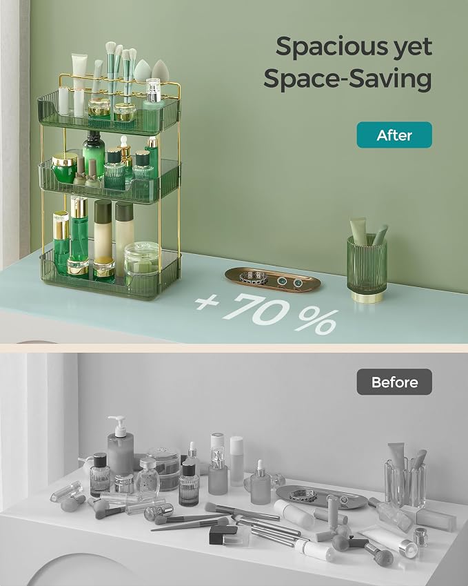 SONGMICS Makeup Organizer, 3-Tier Skincare Organizer Countertop, Customizable - Image 4