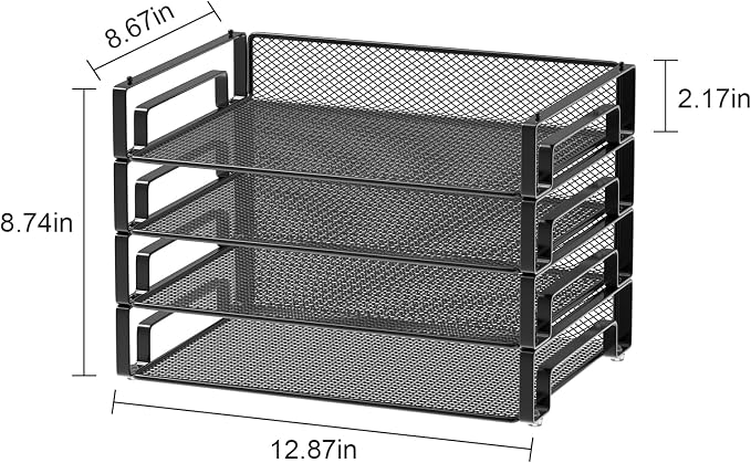 Samstar 4 Pack Stackable Letter Paper Tray, Desk File Organizer Paper Sorter - Image 3