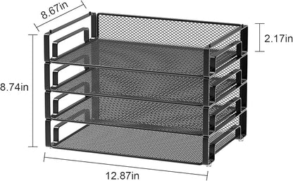 Samstar 4 Pack Stackable Letter Paper Tray, Desk File Organizer Paper Sorter - Image 3