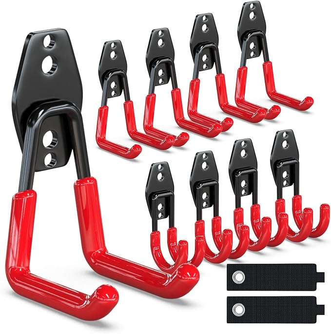 3-H Garage Wall Hooks 10 Pack, Heavy Duty Garage Hooks by 3-H