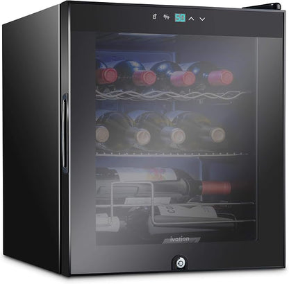 Ivation 12 Bottle Compressor Wine Cooler Refrigerator w/Lock | Large by Ivation