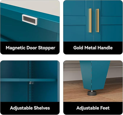COFaR 71" Metal Pantry Cabinet in Peacock Blue, 5-Tier Storage - Image 7