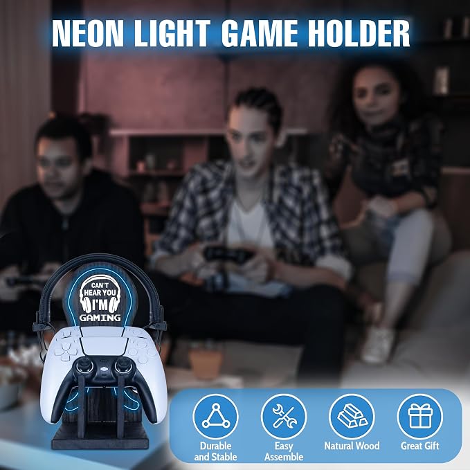 Gamer Gifts Light Up Controller Holder & Headphone Stand - Image 3
