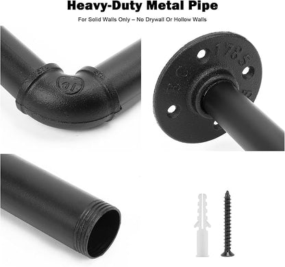 Industrial Pipe Clothes Rack, 50 In Heavy Duty Wall Mounted Garment Rack - Image 8