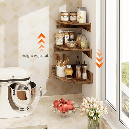 Corner Shelf Wall Mount, 3 Tier Wood Wall Display Shelf, Storage - Image 6