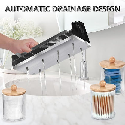 Marble Bathroom Countertop Organizer, Toothbrush Holders - Image 6