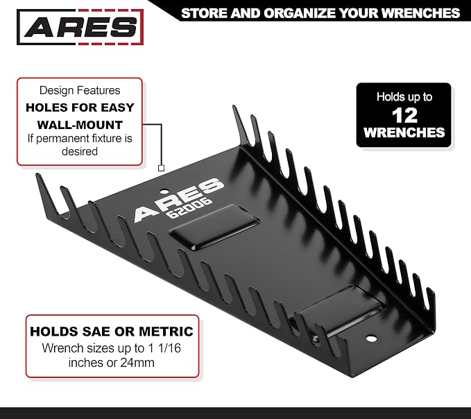 ARES 62006-12-Slot Metal Magnetic Wrench Organizer - Image 2