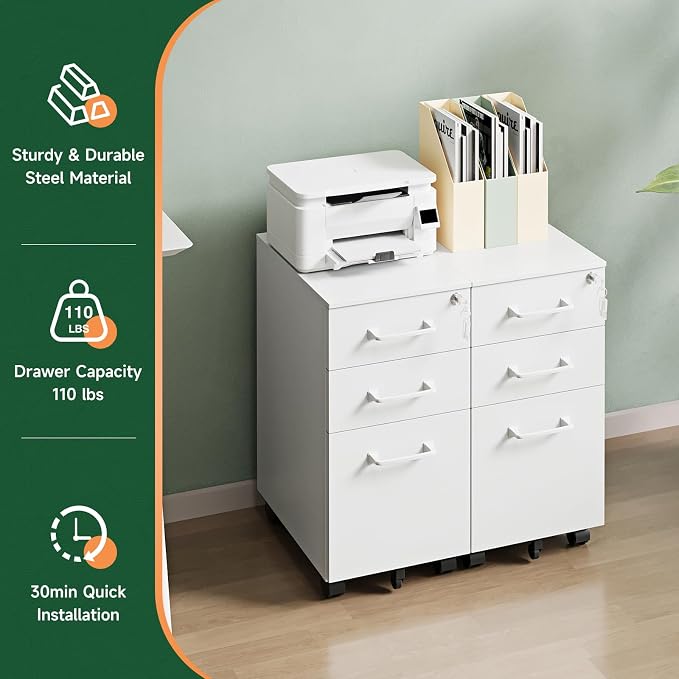 Letaya 3 Drawer Mobile File Cabinet - Image 8