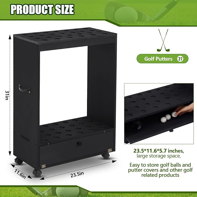 27 Hole Golf Club Stand Holder Wooden Golf Club Organizer Putter Display Rack - Image 2
