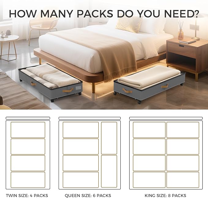 Under Bed Storage with Wheels 2-Pack, 75L XXL Under the Bed Storage Containers - Image 8