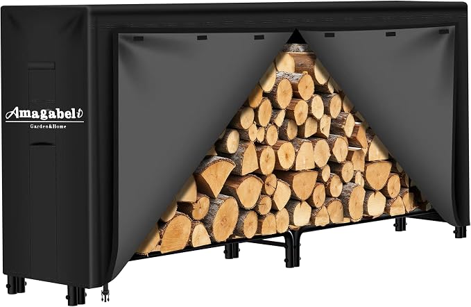 AMAGABELI GARDEN & HOME 8ft Firewood Cover Waterproof Log Rack Cover Outdoor by AMAGABELI+GARDEN+%26+HOME