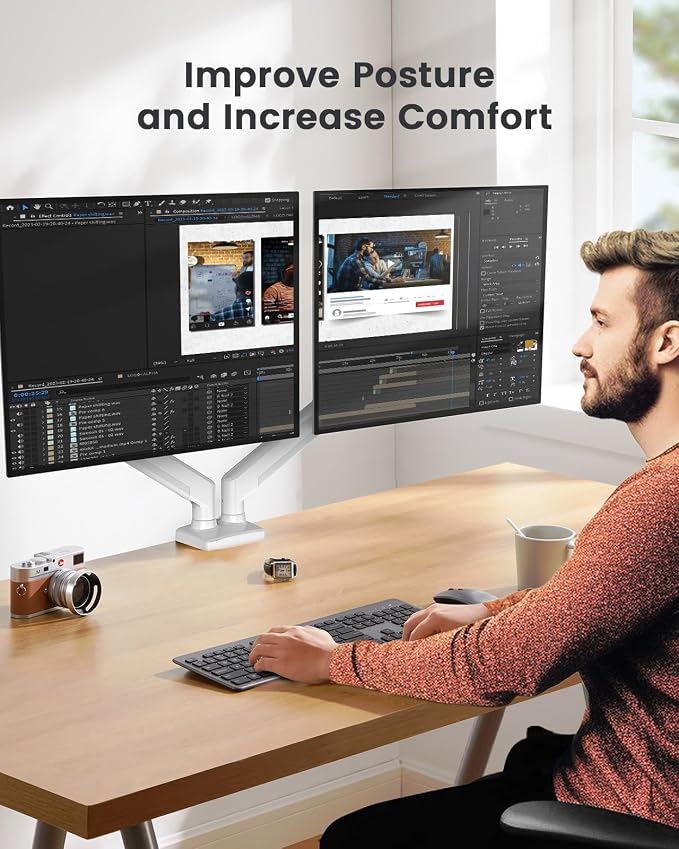ErGear Dual Monitor Stand up to 32 inches Screen, Load-Bearing Max 22 lbs Each - Image 6