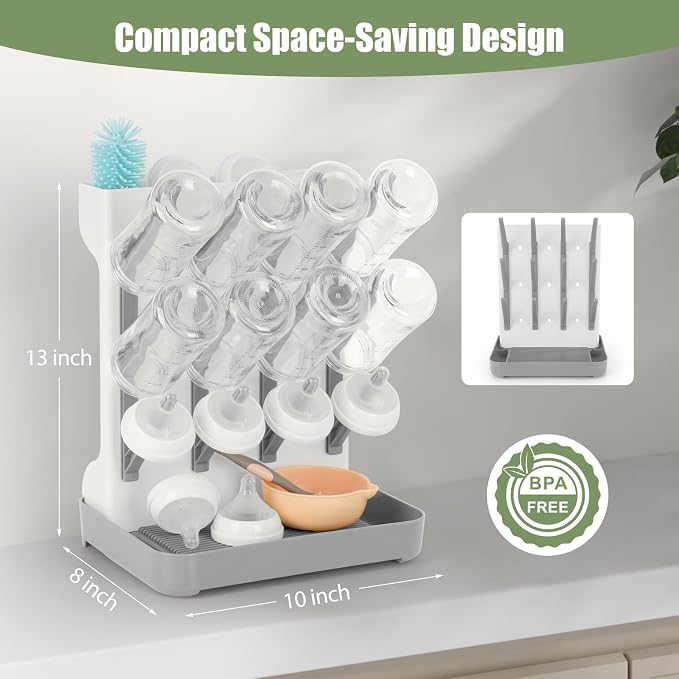 Baby Bottle Drying Rack, Space Saving Baby Bottle Organizer - Image 2