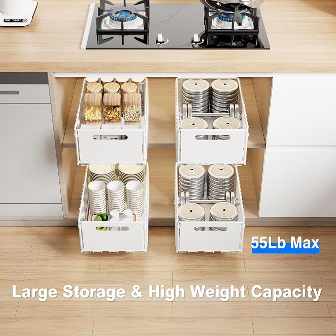 Mustorn 2 Pack Pull Out Cabinet Organizer, Slide Out Drawers - Image 4
