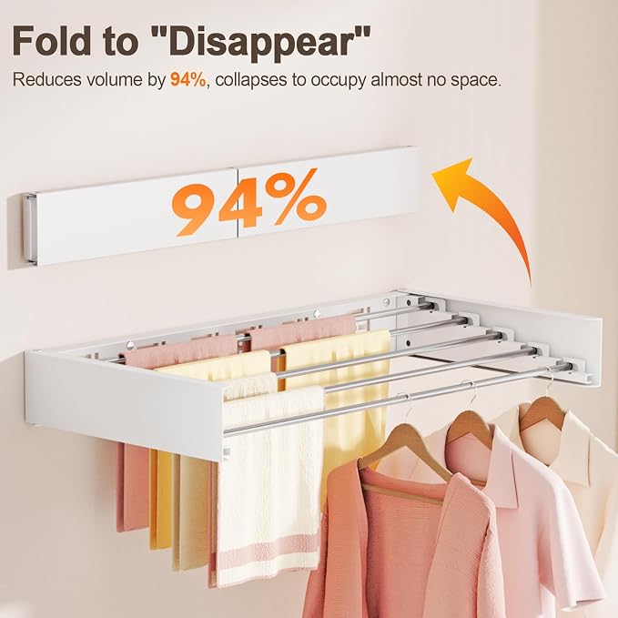 Wall Mounted Clothes Drying Rack Folding Indoor, Foldable Laundry Drying Rack - Image 4