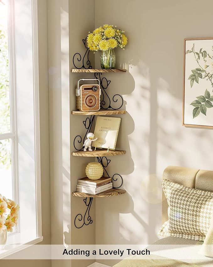 Alsonerbay 4-Tier Cat Shaped Corner Shelf Wall Mount, Carbonized Black | Curved - Image 5