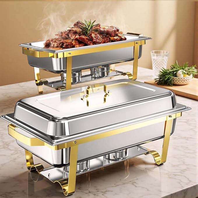Chafing Dishes for Buffet 2 Pack, 11QT Stainless Steel Food Warmers for Parties by NewKitchenOfficial