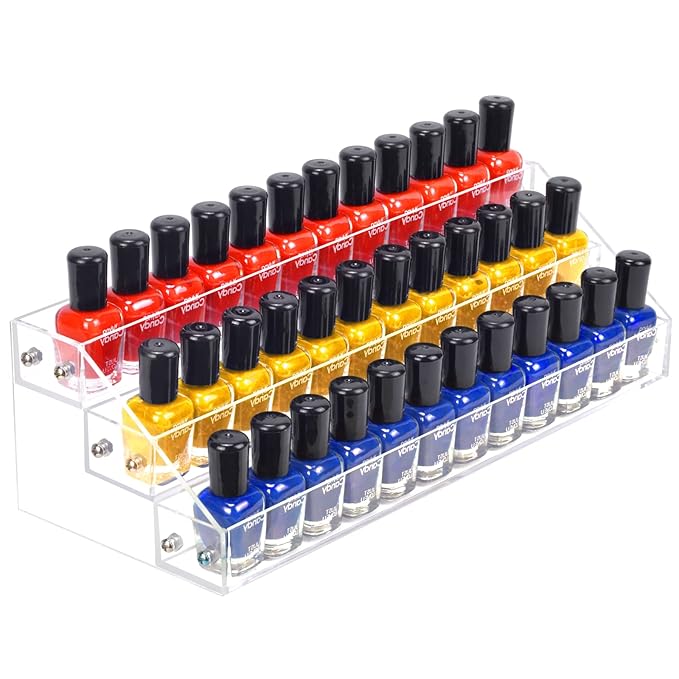 Acrylic Nail Polish Organizer Rack, 3 Tier Paint rack and Storage Shelf by FFowcye