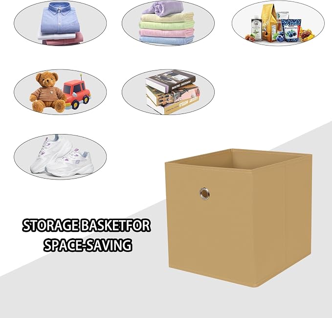 Foldable Storage Cubes Bins, 11 Inch Cloth Storage Cube Fabric Storage Box - Image 3