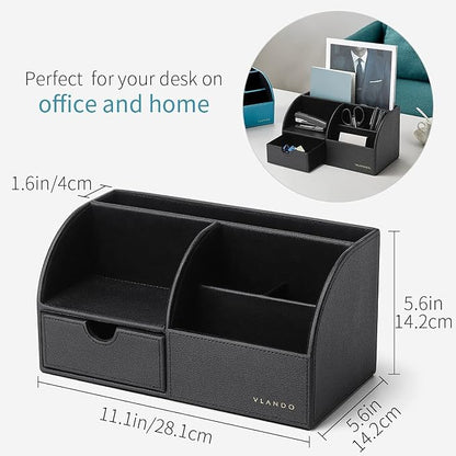 Vlando Office Desk Organizer Leather Desktop Organizer Caddy - Image 4
