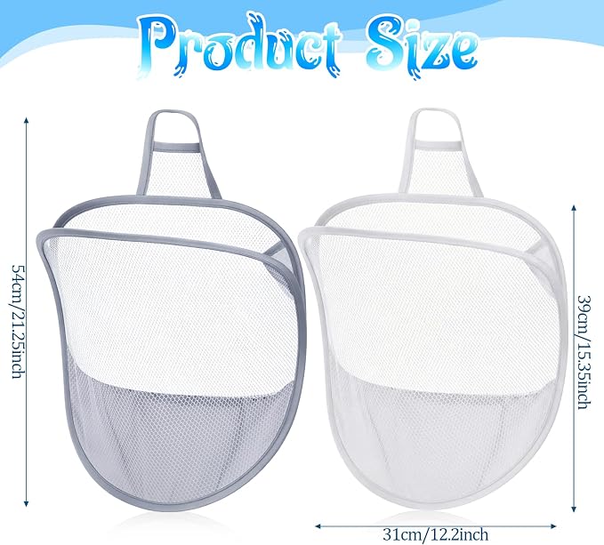 2 Pack Mesh Foldable Hanging Laundry Hamper, Small Wall Laundry Baskets - Image 2