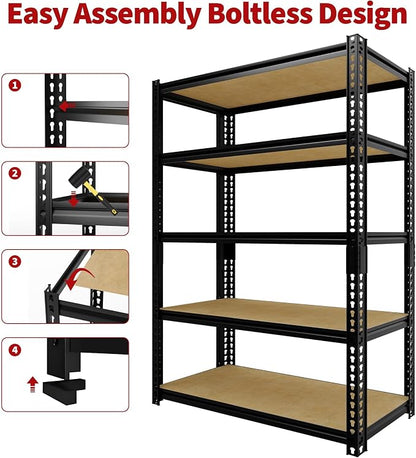 Heavy Duty Garage Storage Shelves 2 Pack, 2000 Lbs Capacity, 5-Tier Adjustable - Image 6