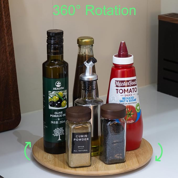 10 Inch Bamboo Wood Lazy Susan Organizer - Image 2