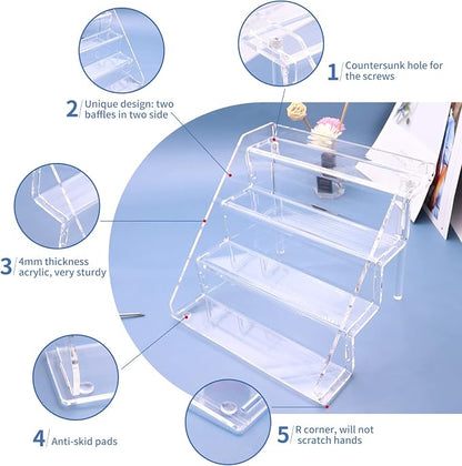 Clear Acrylic Display Risers Stand Set of 2, Perfume Organizer Holder And - Image 3