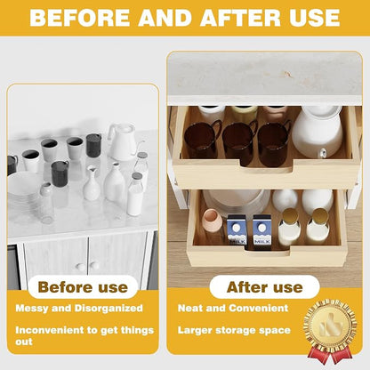 Pull Out Cabinet Organizer, Double Tier Slide out Wood Cabinet Organizer - Image 5