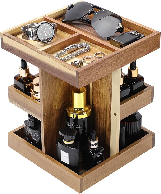 EXIN DECHEN Cologne Organizer for Men, Cologne Stand, 3 Tier Wooden Perfume by EXINDECHEN