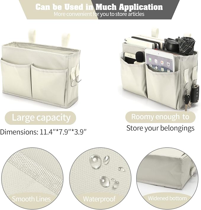 Bseash Bunk Bed Organizer, Bedside Caddy Hanging Bed Organizer Storage Bag - Image 3
