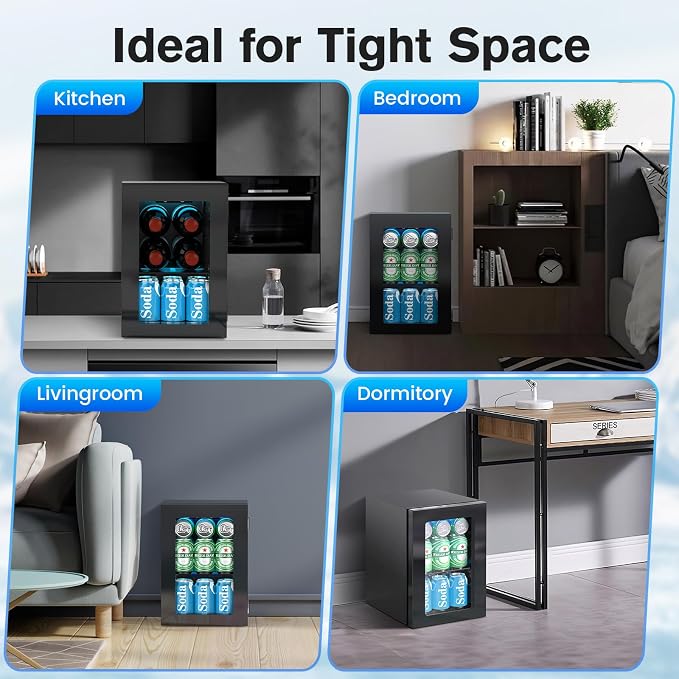 24 Cans Beverage Refrigerator Cooler, Mini Fridge Countertop Drink Cooler - Image 5