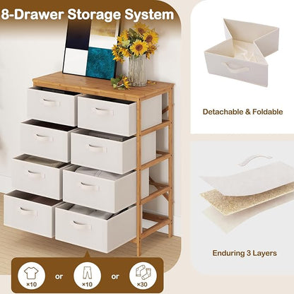 Giantex 8 Drawers Dresser for Bedroom, Bamboo Fabric Storage Tower - Image 5