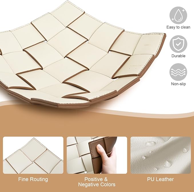 Valet Tray PU Leather Key Bowl for Men Women Entryway Table Nightstand Catchall - Image 8