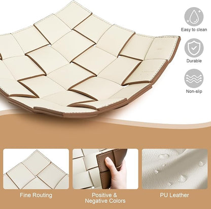 Valet Tray PU Leather Key Bowl for Men Women Entryway Table Nightstand Catchall - Image 8