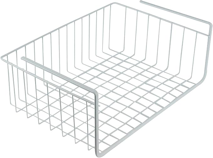 White Wire Under-Shelf Storage Basket, 17-Inch – Durable Organization Solution by SouthernHomewares