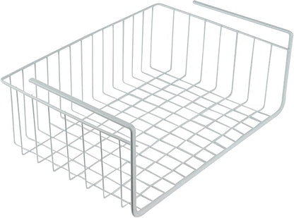 White Wire Under-Shelf Storage Basket, 17-Inch – Durable Organization Solution by SouthernHomewares