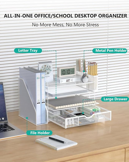 WALI Desk File Organizer, 4 Tier Desktop Paper Letter Tray Organizer - Image 2