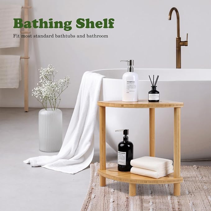 Upgraded Bamboo Corner Shower Stool - Image 2