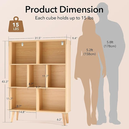 HealSmart 7 Cube Storage Organizer, 3 Tier Bookshelf - Image 2
