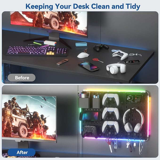 KDD 9 in 1 RGB Gaming Wall Organizer Peg Board - Image 8