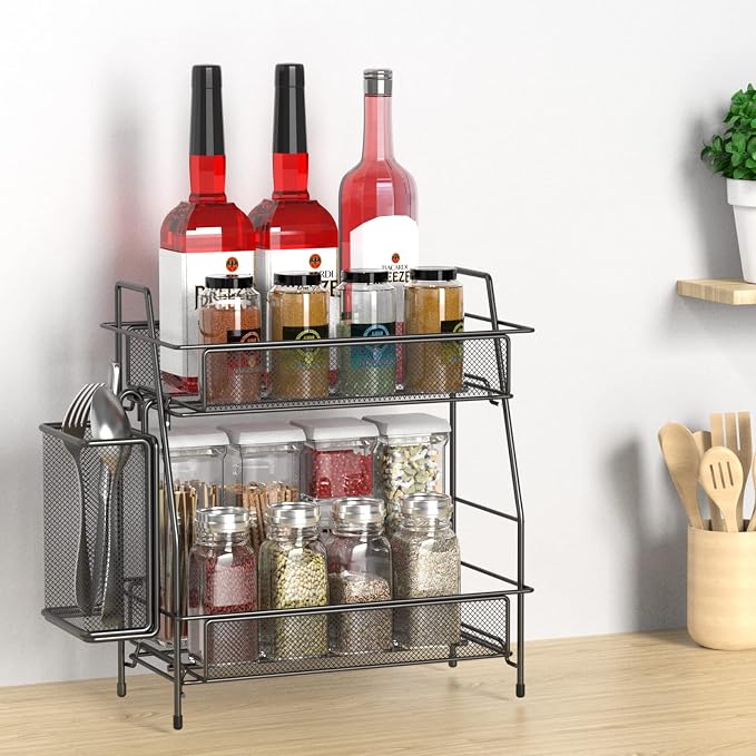 Bathroom Organizer with Basket, 2-Tier Bathroom Tray - Image 4