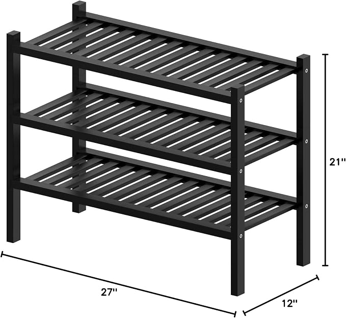 3 Tier Bamboo Shoe Rack for Entryway, Small Wood Shoe Shelf Storage Organizer - Image 3