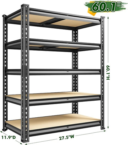 60.1" H Garage Storage Shelves 1990LBS Storage Shelves, 5 Tier Adjustable Metal - Image 3