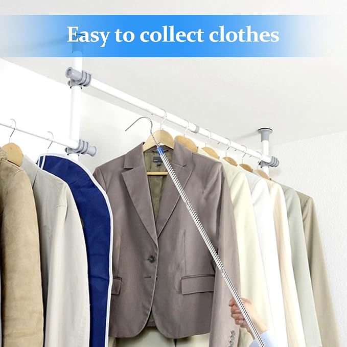 Clothes Hook Pole, Stainless Steel Sponge Handle, Retrieve Clothes From High - Image 5