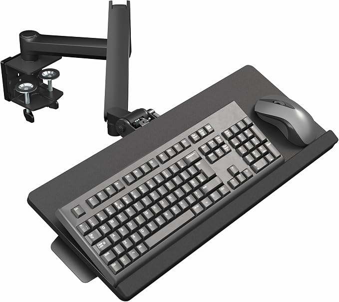VIVO Sit-Stand 24 Inch Pneumatic Spring Keyboard and Mouse Tray Clamp-on Desk by Unknown