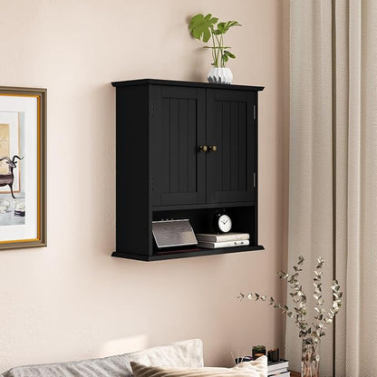 Smuxee Black Wall Cabinet, 2-Door Medicine Cabinet - Image 10