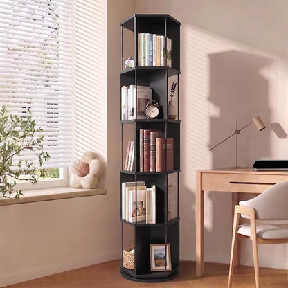 VIWODS Rotating Bookshelf, 5 Tier Spinning Bookshelf Tower, Revolving 360° by VIWODS